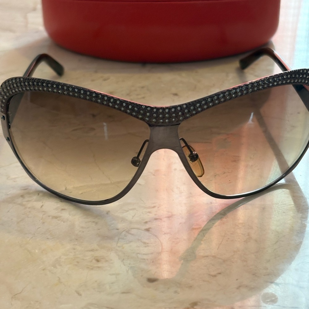 Valentino Black and Silver Embellished Sunglasses
